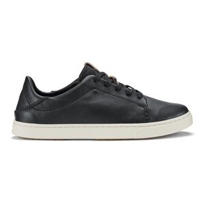 OluKai Pehuea Li Ili Leather Sneakers Black LaceUp Comfort Women US 7.5 EUR 37.5